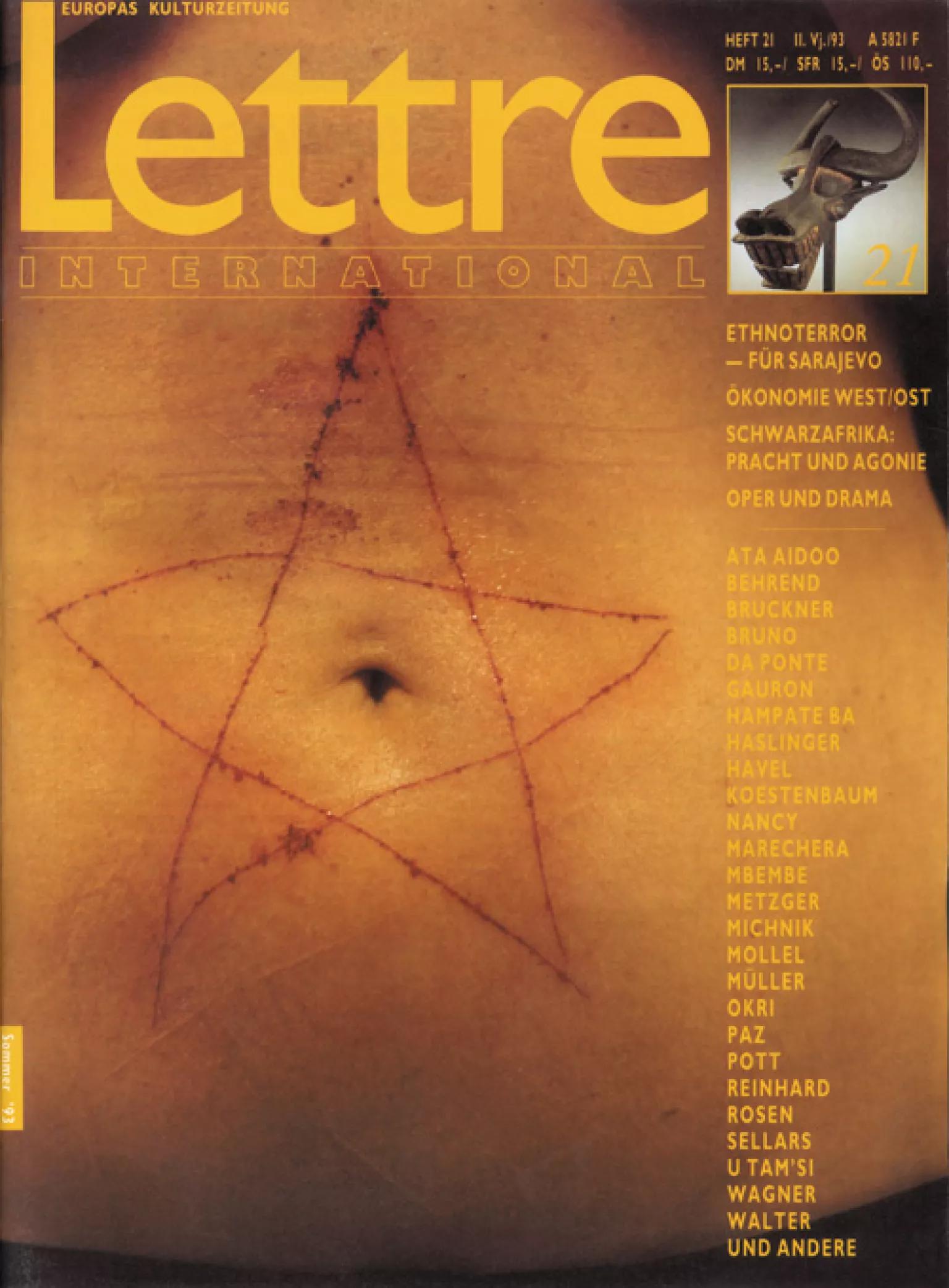 Cover Lettre International 21, Marina Abramovic