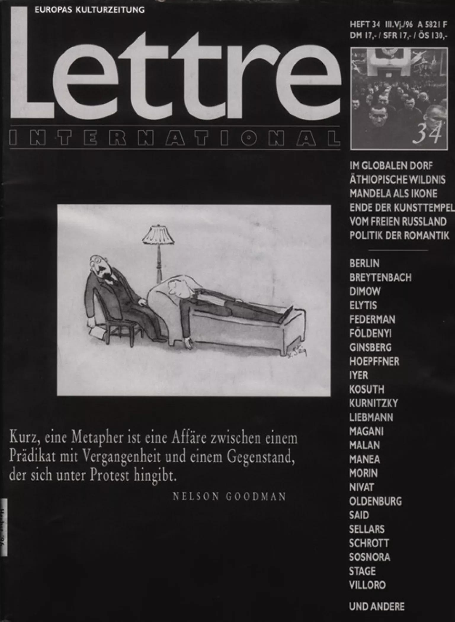 Cover Lettre International 34, Joseph Kosuth